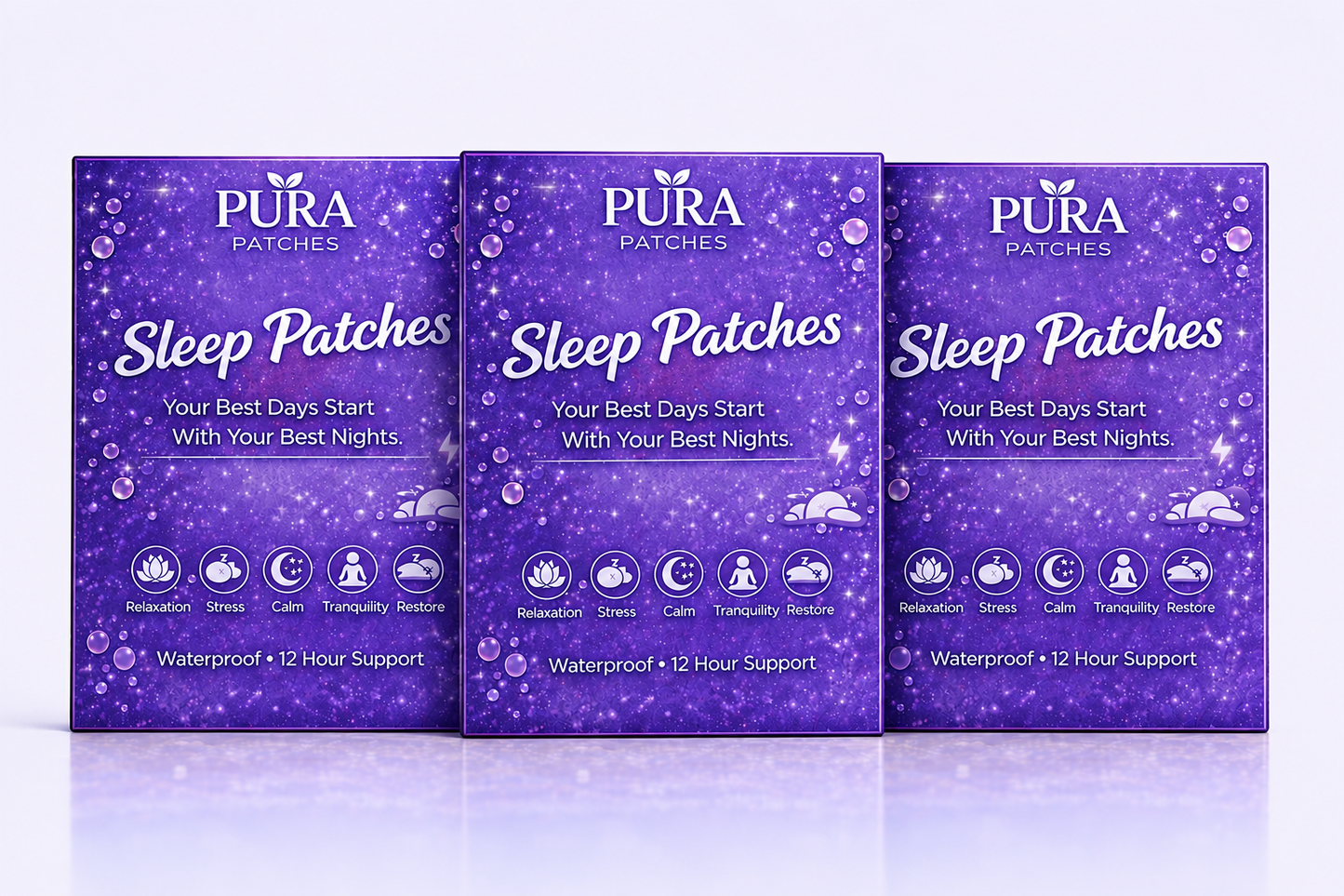 PURA Sleep Bundle featuring Sleep Patches for relaxation and tranquility, promoting restful sleep and overall well-being.