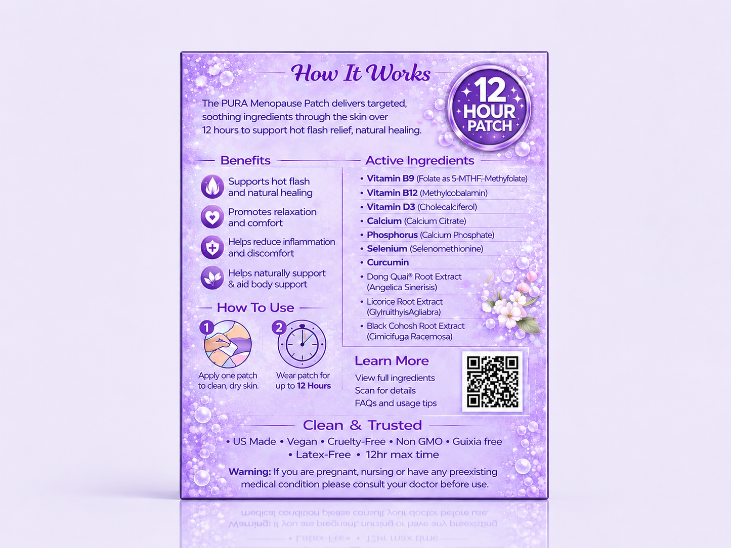 How the PURA Menopause Patches work, detailing benefits and ingredients for menopause support.