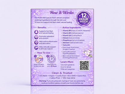 How the PURA Menopause Patches work, detailing benefits and ingredients for menopause support.