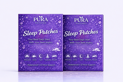 PURA Patches Sleep Bundle featuring Sleep Patches for relaxation and stress relief, promoting better sleep quality.