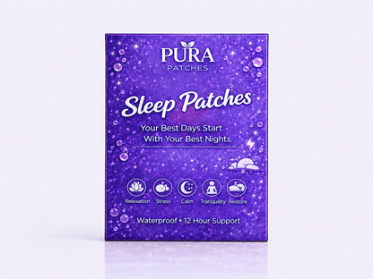 Product packaging for PURA Wellness Sleep Patches, offering relaxation and support for restful nights.